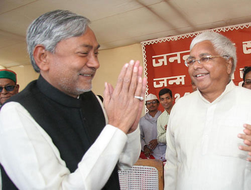 A day after Lalu Prasad's support for reviving the Mandal forces to counter Kamandal (BJP), his foe-turned-friend Nitish Kumar went a step ahead on Monday saying all the parties opposed to the BJP should come under one umbrella. PTI photo