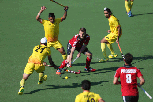 A far from impressive India had to toil hard to register a 3-1 win over a lowly Wales in their opening Pool A match in the men's hockey competition of the 20th Commonwealth Games at the National Hockey Centre, here today. AP photo