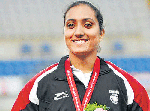 Discus thrower Navjeet Kaur Dhillon became only the second Indian to grab a medal at the IAAF World Junior Championships after setting a new personal best to clinch a bronze in Eugene, USA.  PTI photo.