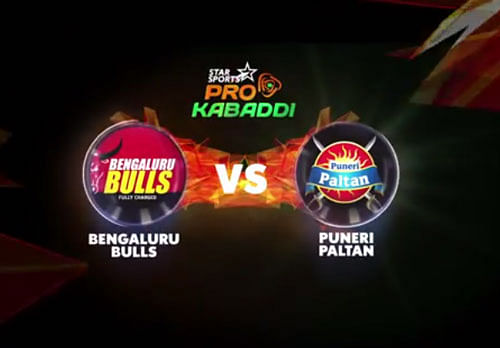 Bengaluru Bulls pulled out all stops to recover from a first half deficit and down Pune Palton 40-37 for their second straight win on day two of the Star Sports Pro Kabaddi League at the NSCI Stadium here tonight / Screen Shot