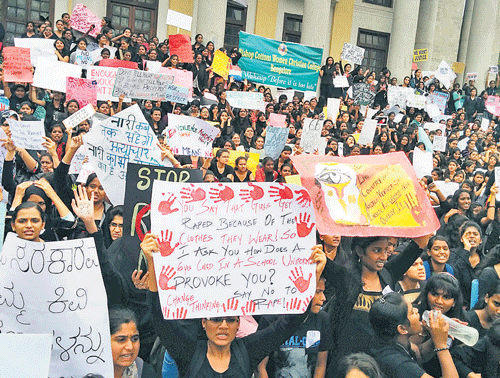 Around 2,000 students of Bishop Cotton Women Christian College took to the streets recently and protested against the rape of a six year old and to sensitise the public on violence against women. DH metrolife.
