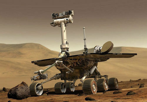 NASA's Opportunity Mars rover that landed on the Red Planet in 2004 now holds the off-Earth roving distance record after trekking for 40 km. File photo