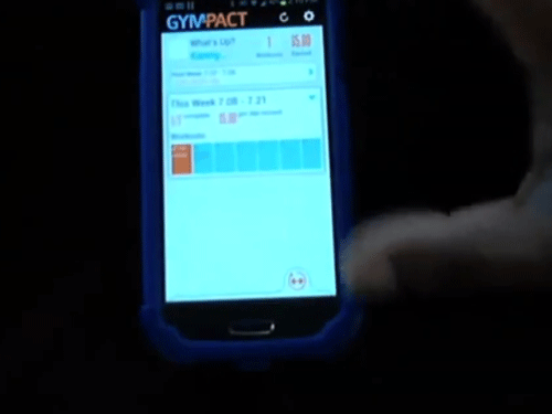 The app, called Pact, works by tracking your workouts and awards money if you meet your fitness goals / Screen shot