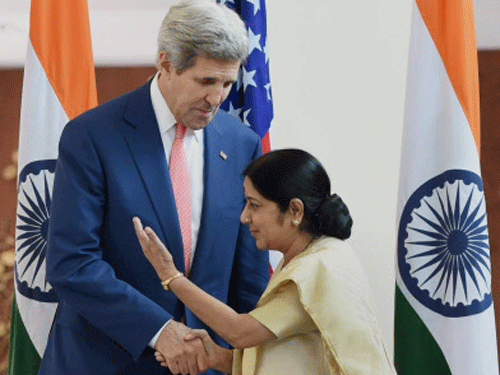 Indian External Affairs Minister Sushma Swaraj Thursday said she raised the issue of US agencies allegedly snooping the BJP with visiting US Secretary of State John Kerry and conveyed to him the public anger in India about it. PTI photo