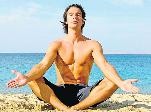 Yoga helps beat stress and belly fat, as well as improve flexibility, range of motion and body shape. DH Living print