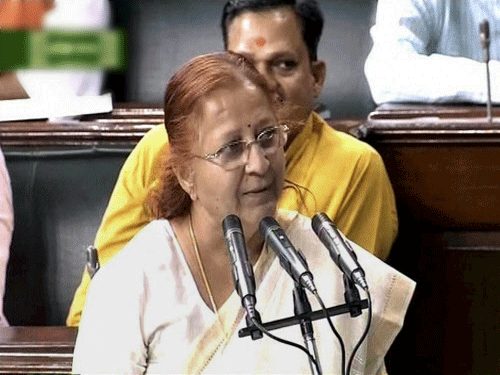 Speaker Sumitra Mahajan on Friday pulled up Congress members for causing repeated disruptions in the Lok Sabha demanding clarification on the statement by Home Minister Rajnath Singh on a landslide near Pune. PTI file photo