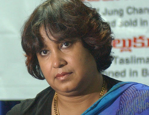 Seeking long-term extension of her residence permit, controversial author Taslima Nasreen Saturday met Union Home Minister Rajnath Singh. File photo- AP