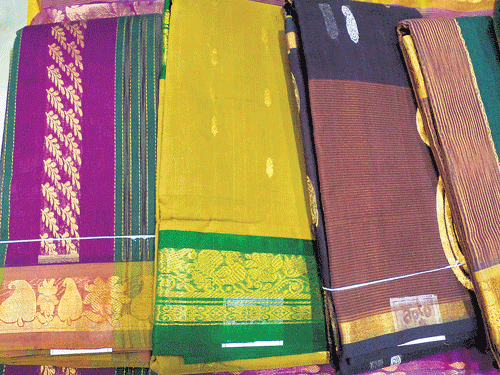 Colourful designs on Chirala saris. PHOTO BY AUTHOR