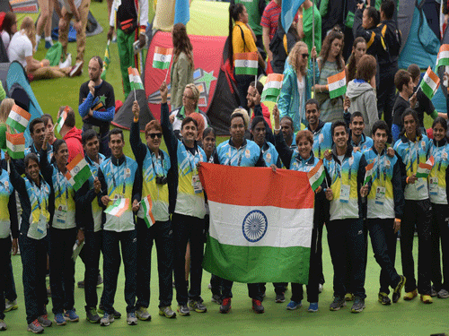 The Indian contingent, led by flag bearer Seema Punia, who won a silver in women's discus throw, took part in the closing ceremony, all of them wearing track suits. PTI photo