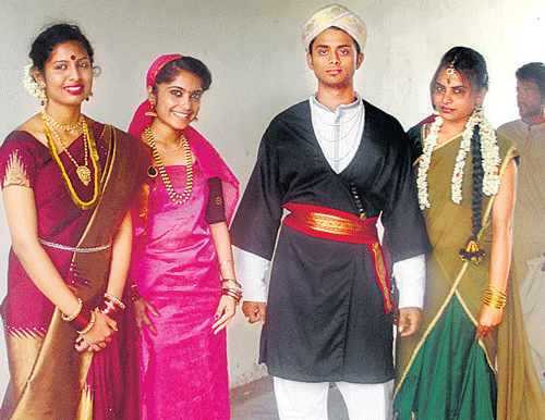 Students in traditional wear.