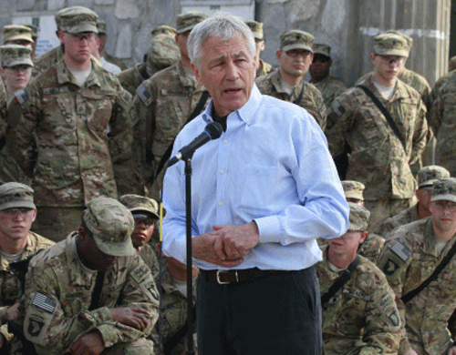 On the eve of his first three-day visit to India, Hagel said at a meeting in Germany yesterday that he was visiting the largest democratic country of the world to build relationship and not just military to military ties. AP file photo