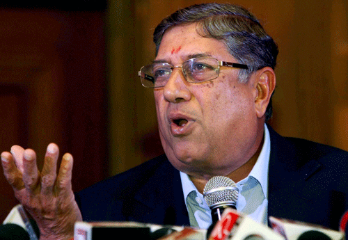 ICC chairman N Srinivasan today made it clear that the apex cricket body was ''not considering'' a complete overhaul in the 'Code of Conduct' for players, which has become a subject of debate following the infamous James Anderson-Ravindra Jadeja 'Pushgate' incident. PTI file photo