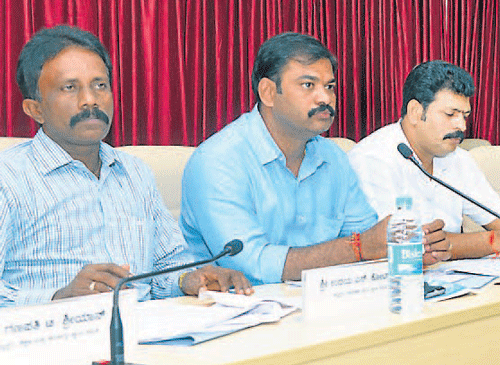 Udupi ZP President Savita Kotian, Vice-President Prakash Mendon and others at monthly KDP meeting in Udupi on Monday. DH PHOTO