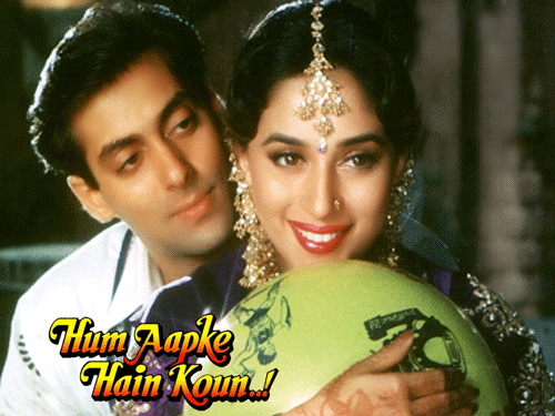 Popular movies such as Hum Aapke Hain Koun..! and Hum Saath Saath Hai will be available on cellphones, courtesy the collaboration between Rajshri Entertainment and Vuclip mobile video-on-demand service. Hum Aapke Hain Koun movie poster