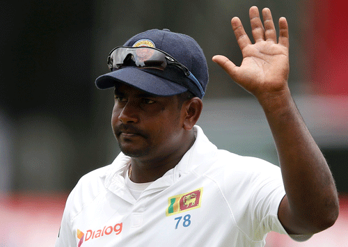 Mahela Jayawardene remained unbeaten on 49 in his farewell innings after spinner Rangana Herath's career best figures of nine for 127 gave Sri Lanka control of the second Test against Pakistan on Saturday / reuters
