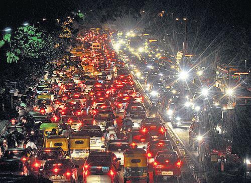 A proposed elevated corridor in this area promises to solve trafficwoes. DH PHOTO BY BK JANARDHAN