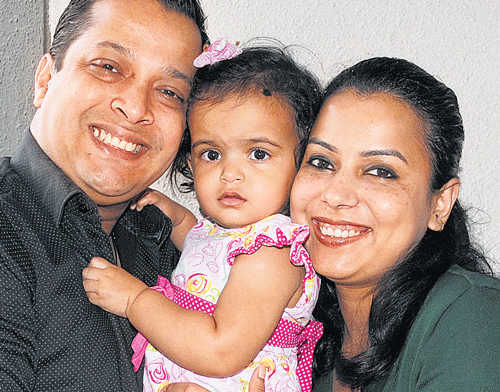 Satisfied: Jayant and Priyanka with daughter Preesha.  DH Photo by BH Shivakumar