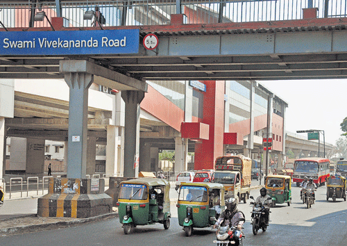 Lacking facilities: Passengers voice their need for feeder buses at Swami Vivekananda Road Metro Station.