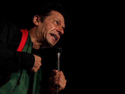 Pakistan opposition leader Imran Khan today hardened his stand by withdrawing from dialogue with the government and vowed to continue his fight till the end, apparently buoyed by the Supreme Court's washing off its hands of the protests. Reuters file photo
