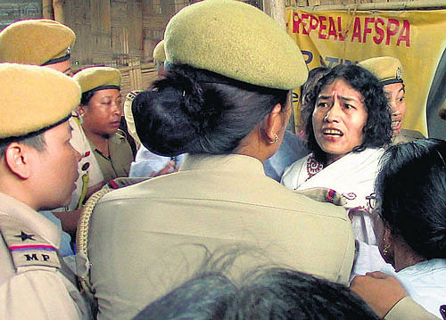 Activist Irom Sharmila is re-arrested in Imphal on Friday, two days after she was released following a court order. PTI photo