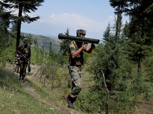 Army soldiers launch a massive search operation against militants after an encounter at Kalaroos (Lolab) in Kupwara district of North Kashmir on Sunday. PTI