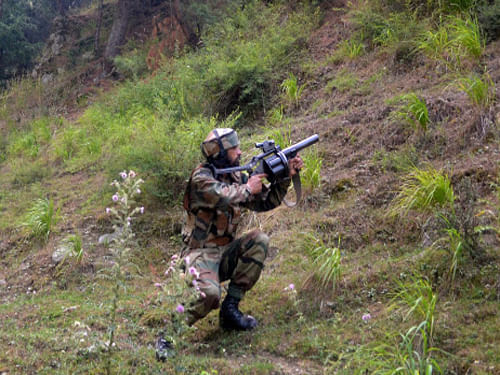 An army jawan and a militant were killed today in two ongoing anti-militancy operations in Jammu and Kashmir's Kupwara district. In the operation launched in Keran sector on Saturday night, security forces tracked down a militant and engaged him in a gunfight. PTI photo