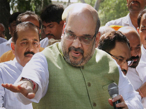 'In J&K, the Abdullah family is replaced by Mufti and vice versa. The governments changes, but the development of the people and state remain at a stand still,' Shah said. PTI photo