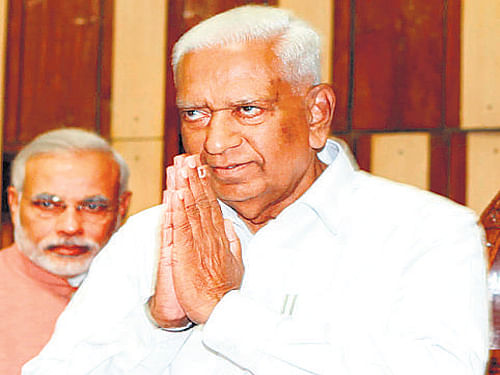 Karnataka Governor Vajubhai Vala is seen as the party's patriarch in home state Gujarat, just like L&#8200;K Advani at the national level. File photo