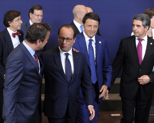 European leaders take part in a group photo at the European Union summit in Brussels. Reuters photo