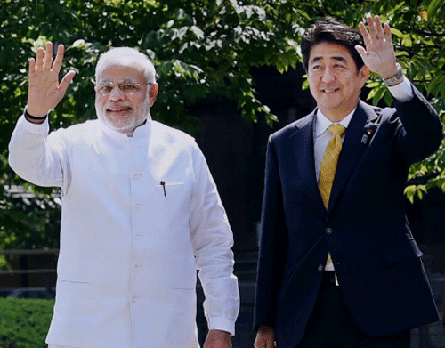 Prime Minister Narendra Modi on Sunday arrived here for summit talks with his Japanese counterpart Shinzo Abe after completing the first leg of his visit to the former imperial capital city of Kyoto. PTI photo