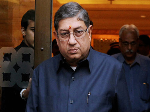 The Supreme Court today rejected N Srinivasan's plea for reinstatement as BCCI President saying he cannot be allowed to take up the charge till he gets a clean chit from Justice Mudgal Committee which is probing him and 12 players in IPL betting and spot-fixing scandal. PTI file photo