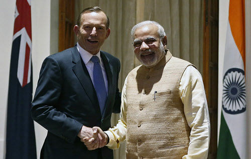 India and Australia on Friday signed a civil nuclear cooperation agreement, which Prime Minister Narendra Modi termed an initiative that would support his government's endeavour to fuel economic growth with clean energy. Reuters photo