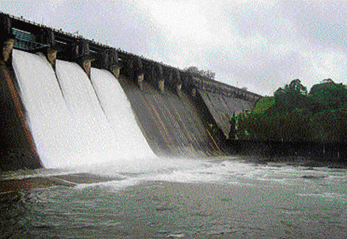 As much as 4, 800 cusecs of water was released from three radial gates of Linganamakki dam near Kargal in Sagar taluk on Friday, following the increased inflow of water. DH&#8200;Photo