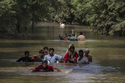 Nearly 1.5 lakh people are still marooned in parts of the Kashmir Valley submerged by floods, Jammu and Kashmir Chief Minister Omar Abdullah has said. Reuters photo