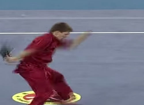 Lee Ha-sung captured South Koreas first gold medal after winning the men s changquan at the 17th Asian Games wushu competition here Saturday. Screen grab