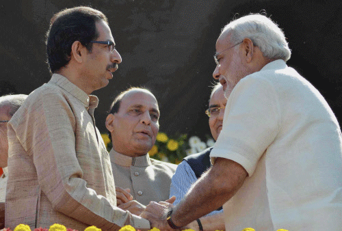 A day after the ice was broken, Shiv Sena and BJP leaders today held talks to end the tangle over seat-sharing for Maharashtra Assembly polls but failed to reach an agreement. File photo - PTI