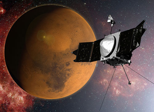 NASAs MAVEN spacecraft is set to enter the Mars orbit Sunday night, two days before India s first interplanetary spacecraft Mangalyaan is due to slip into the martian orbit Tuesday. AP file photo