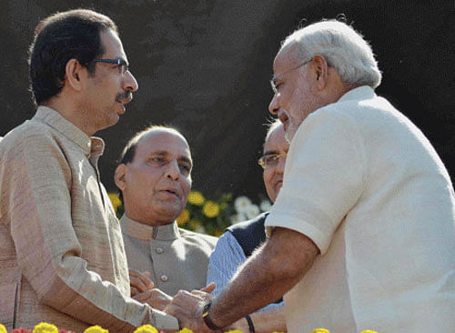 Senior Shiv Sena leaders today held talks with BJP aiming to end the deadlock on seat sharing that is threatening to disintegrate their 25-year-old alliance ahead of the October 15 Maharashtra Assembly elections. PTI file photo