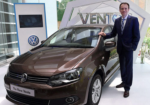 Volkswagen launched a facelift model of its mid-sized sedan Vento in diesel version. AP Photo