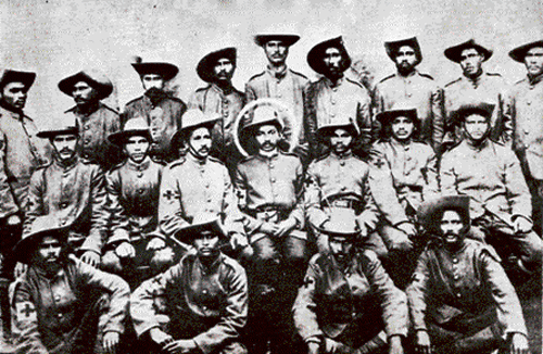 Gandhi, as a member of the Indian Stretcher-Bearer Corps, which helped to raise funds for serving the wounded during the Zulu Rebellion in 1906.
