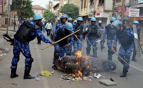 Security has been heightened with two more SRPF companies being deployed following fresh violence reported from one of the city areas where communal clashes occurred over the last three days, police said today. PTi photo