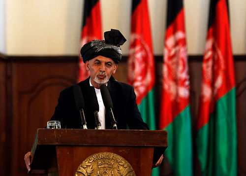 Afghanistan's new President Ashraf Ghani Ahmadzai speaks during his inauguration as president in Kabul. Reuters photo