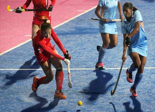 Players of India and Korea in action during their semifinal match at the 17th Asian Games in Incheon, South Korea on Monday. PTI Photo