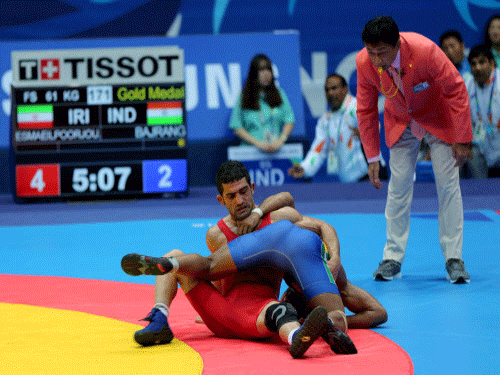 Bajrang accounted for a silver and Narsingh Pancham Yadav won a bronze to cap the freestyle wrestling competition on a high with the country earning five medals from the mat, including a gold. PTI photo