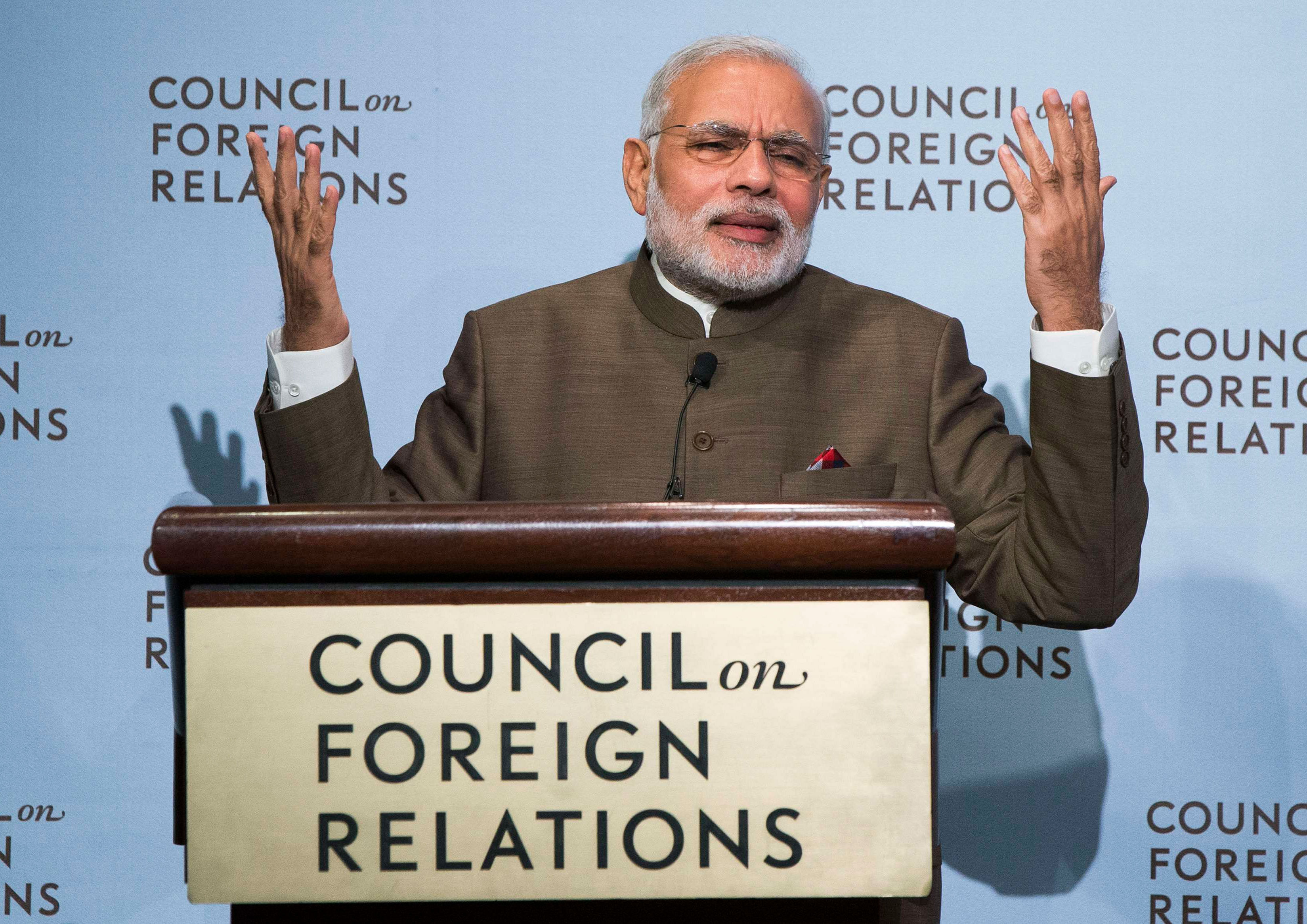 Indias Prime Minister Narendra Modi speaks at the Council on Foreign Relations in New York, during his visit to the United States September 29, 2014. REUTERS