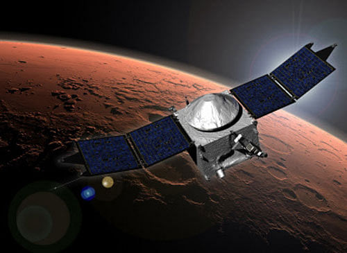 NASA's Mars Atmosphere and Volatile Evolution (MAVEN) mission is seen in this undated artist's concept. MAVEN is NASA''s Mars spacecraft eneted the Martian orbit on September 21, 2014. MAVEN is the first spacecraft dedicated to exploring the tenuous upper atmosphere of Mars.Reuters photo