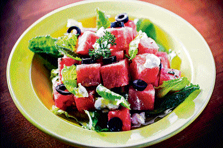 Attractive: Watermelon and feta cheese salad.