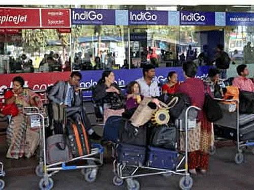 Reflecting 'solid' growth over the past two months, India's domestic passenger traffic rose 7.4 per cent in August, recording the second highest growth rate globally after Russia's 10 per cent, latest IATA data shows. PTI file photo
