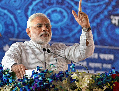 Continuing his Lok Sabha plank of ousting the Congress, Prime Minister Narendra Modi today sought a clear mandate for the BJP in Haryana for putting the state on a growth trajectory. PTI file photo