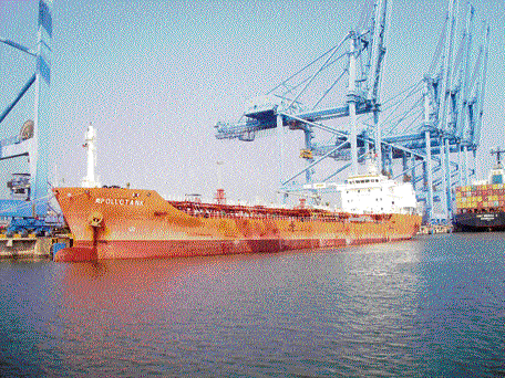 The INS Kamal at Krishnapatnam Port.